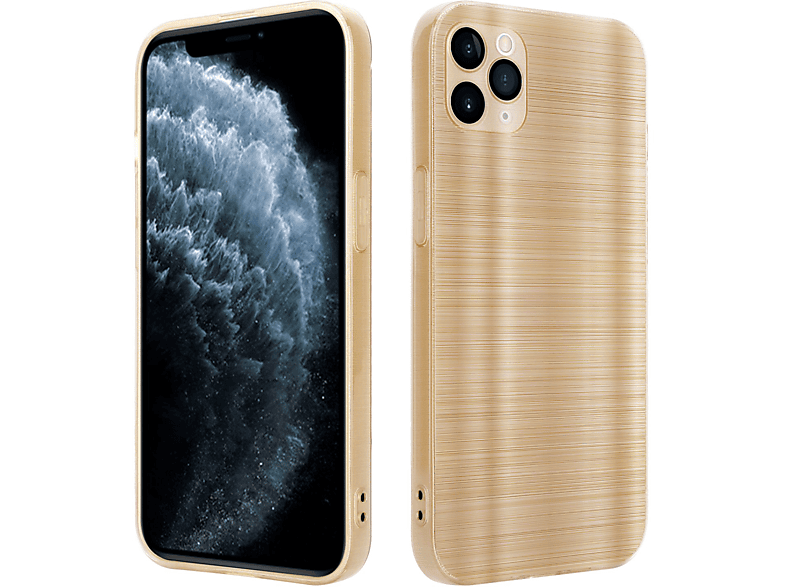 CADORABO Hülle mit Kameraschutz Brushed Design, Backcover, Apple, iPhone 11 PRO MAX, Brushed Gold