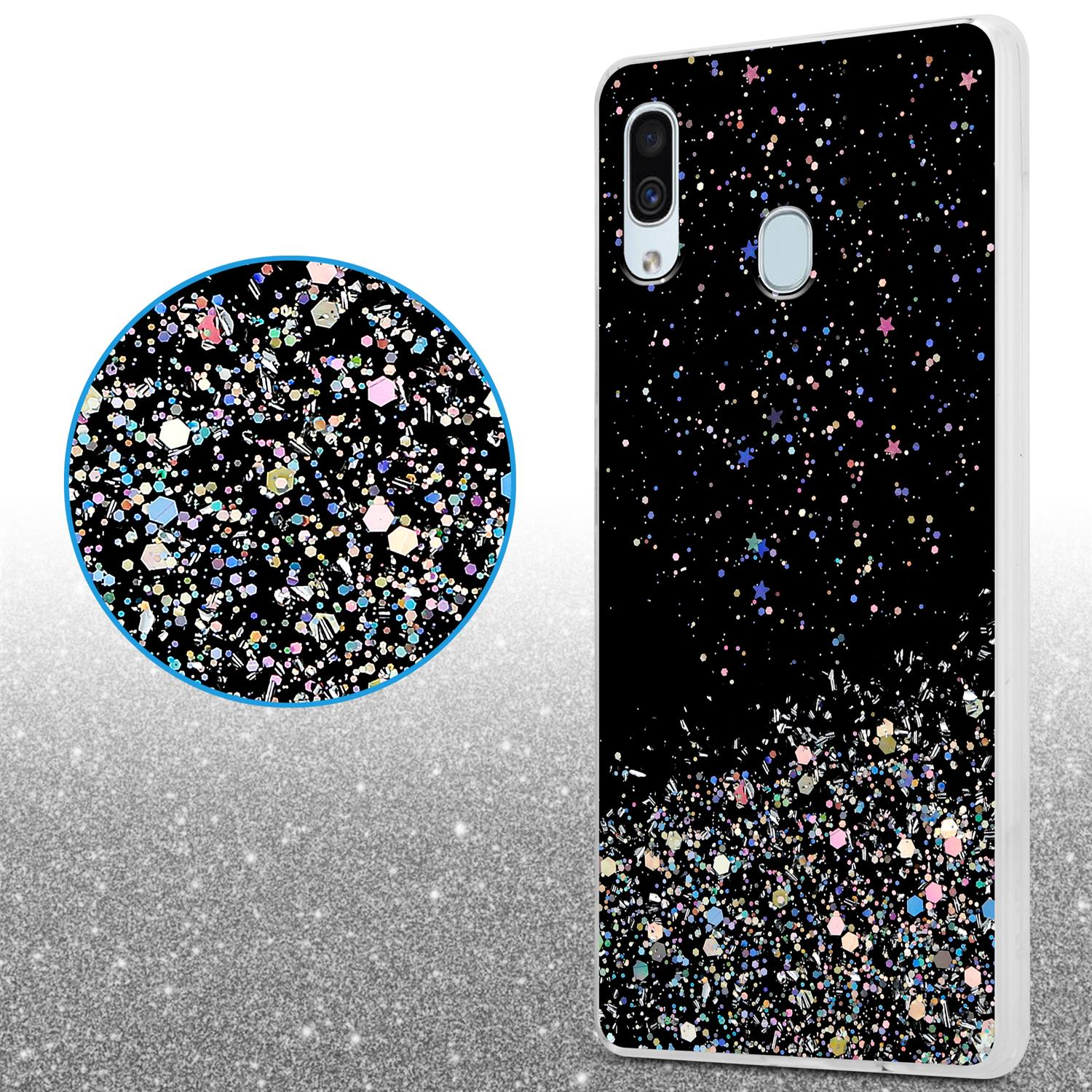 Samsung, CADORABO mit Galaxy Glitter mit Schwarz funkelnden Schutzhülle Glitter, Backcover, A40,