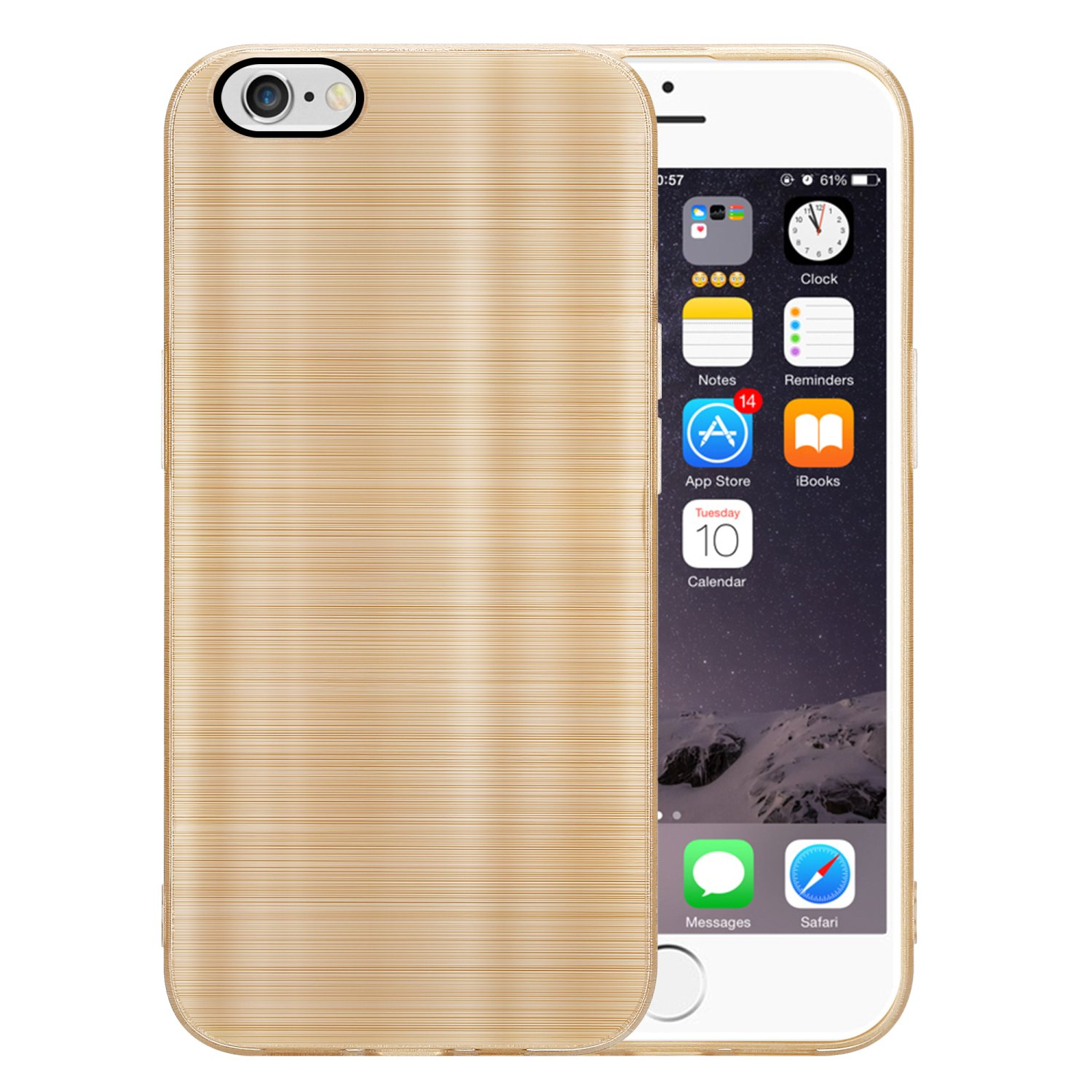 iPhone Apple, Kameraschutz Design, CADORABO 6 Brushed mit Backcover, Gold / 6S, Brushed Hülle