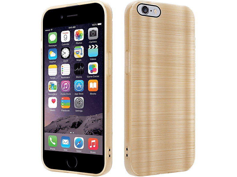 iPhone CADORABO PLUS 6S Backcover, Brushed PLUS, 6 Brushed Hülle mit Apple, Design, Kameraschutz / Gold