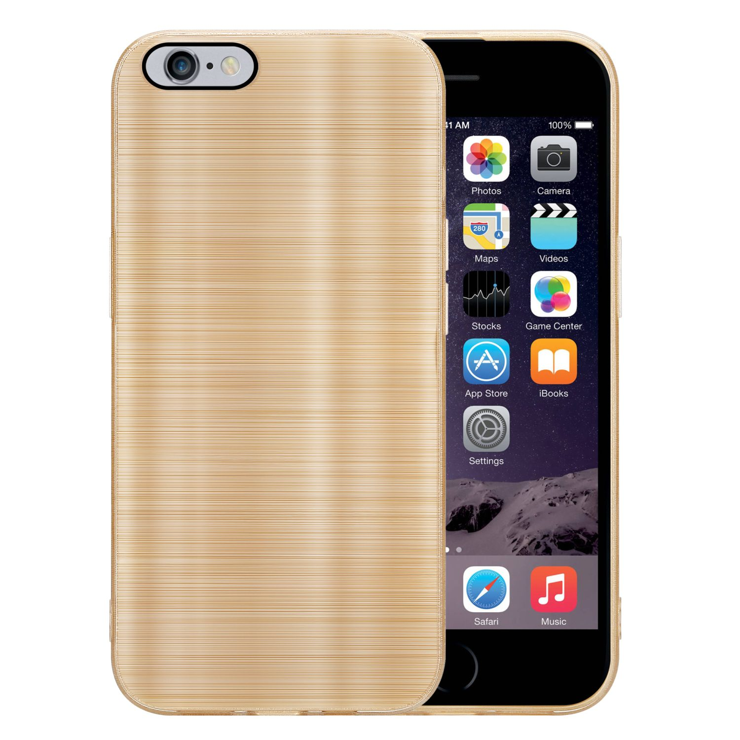 CADORABO Hülle mit Kameraschutz Apple, 6S Backcover, Design, PLUS 6 PLUS, Gold Brushed / iPhone Brushed