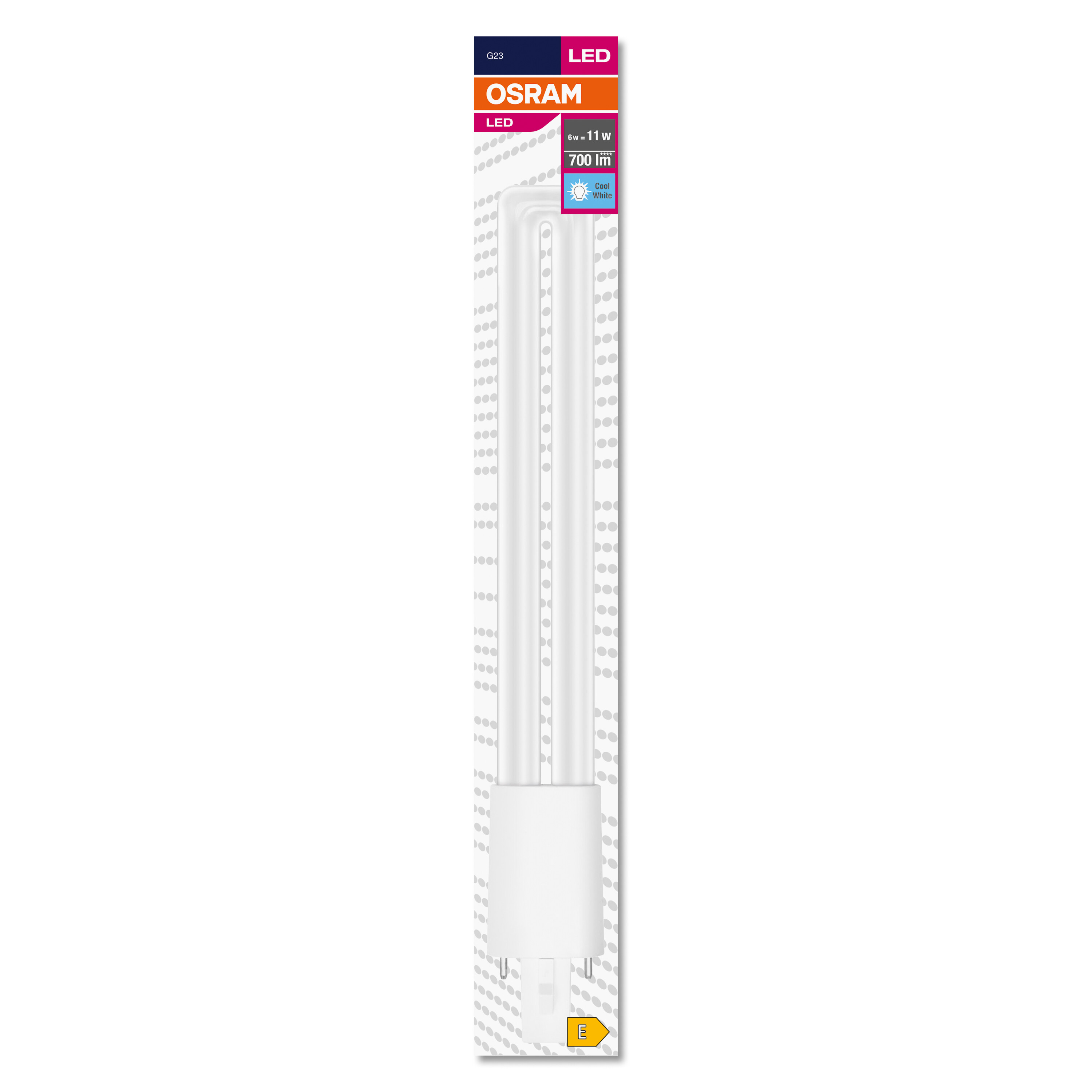 Eine Leuchtstoffröhre in ihrer Verpackung. Die Verpackung trägt die Aufschrift OSRAM und LED.