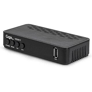 Reproductor TV - GIGATV GTV-209-0, Salida HDMI 1.4a • Antena ENT • Audio coaxial • 2 puertos USB 2.0 • Entrada alimentación (12V/1A), Negro