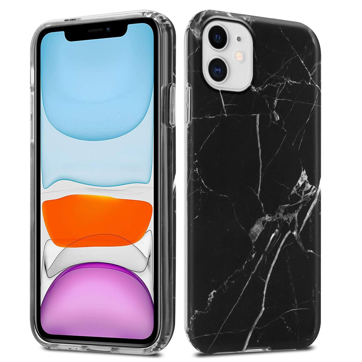 Custodia per telefono in marmo nero con telefono e schermo.