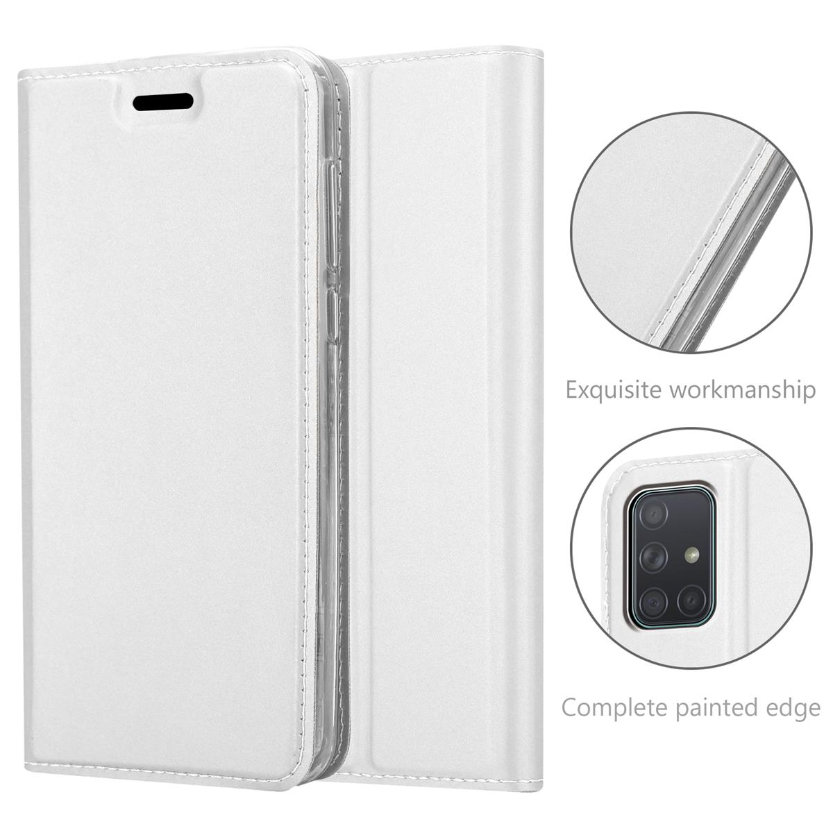 5G, CADORABO A71 Bookcover, Style, Book Samsung, SILBER Classy CLASSY Handyhülle Galaxy