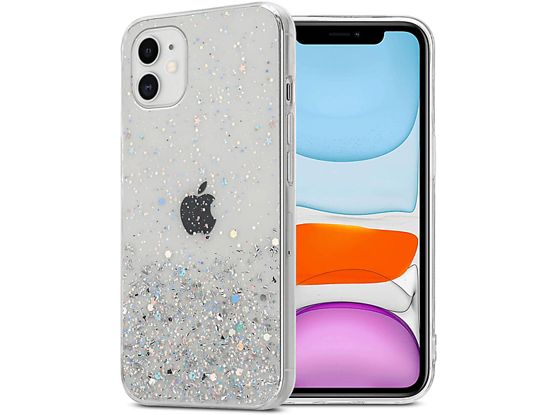 CADORABO Schutzhülle mit funkelnden Glitter, Backcover, Apple, iPhone 11 PRO MAX, Transparent mit Glitter