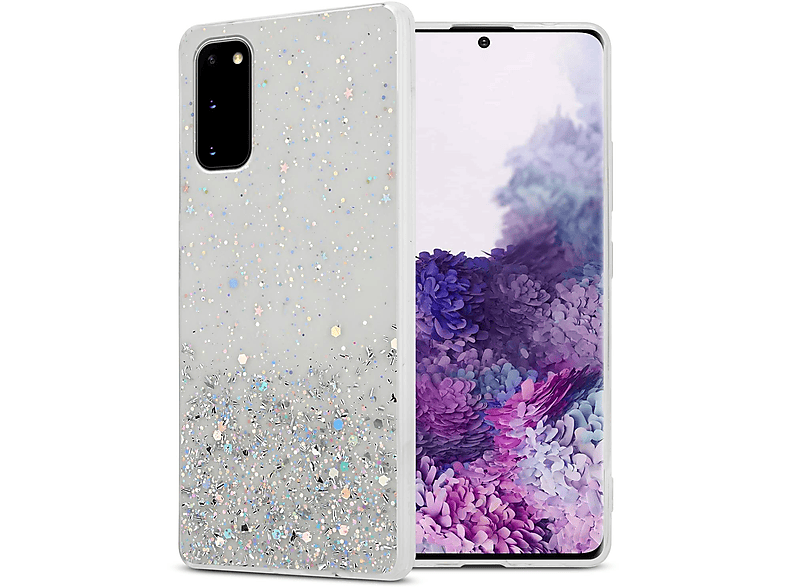 Schutzhülle Glitter, funkelnden Galaxy Transparent Samsung, S20, mit Glitter Backcover, CADORABO mit