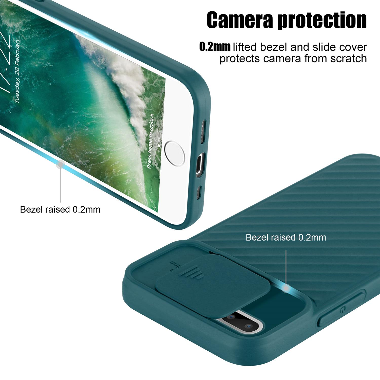 CADORABO Handy Matt 8 Kameraschutz, PLUS Apple, mit 7 Backcover, / PLUS, / PLUS Grün iPhone Hülle 7S