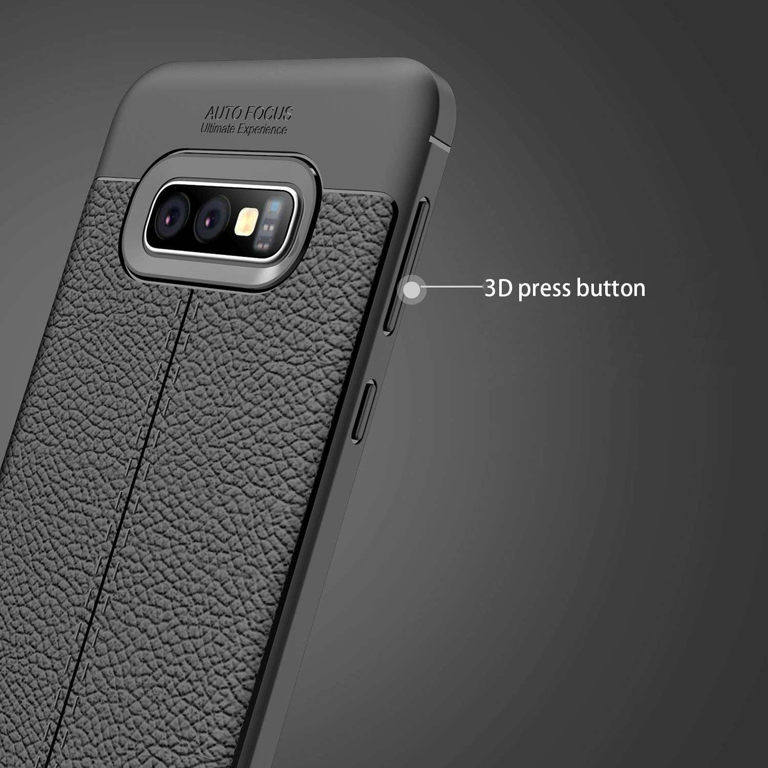 Samsung, S10e, Backcover, CADORABO mit Tief Schwarz Hülle Galaxy edler TPU Kunstleder-Applikation, Silikon