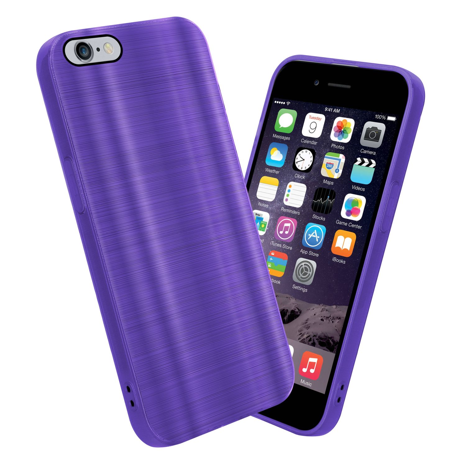 6S iPhone PLUS Kameraschutz CADORABO Design, Backcover, Apple, Brushed Hülle / PLUS, mit Brushed 6 Lila