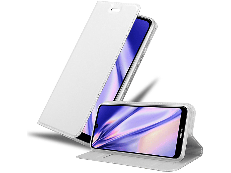 CADORABO Handyhülle Y6 Style, Huawei, 2019, CLASSY Book Classy SILBER Bookcover