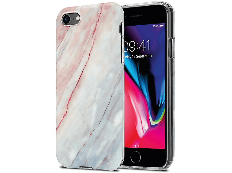 CADORABO Hülle / Marmor, Apple, 7 21 No. TPU Weiß IMD / Rosa / SE 2020, iPhone Bunter 8 Marmor 7S Backcover