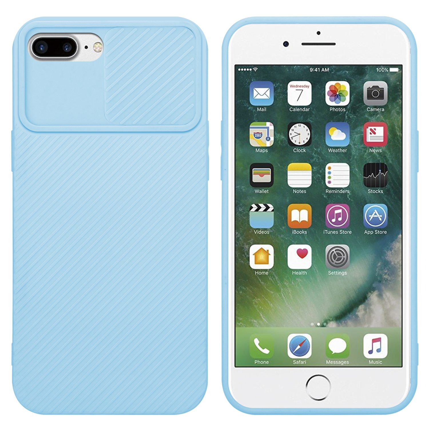 Blau PLUS, Hell Hülle Backcover, Apple, Kameraschutz, PLUS iPhone 8 mit / CADORABO PLUS 7S Bonbon / 7