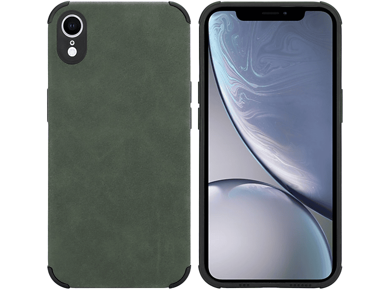 CADORABO Hülle aus TPU Silikon iPhone edler Smaragd Backcover, Rückseite, Apple, mit Kunst-Wildleder XR, Grün