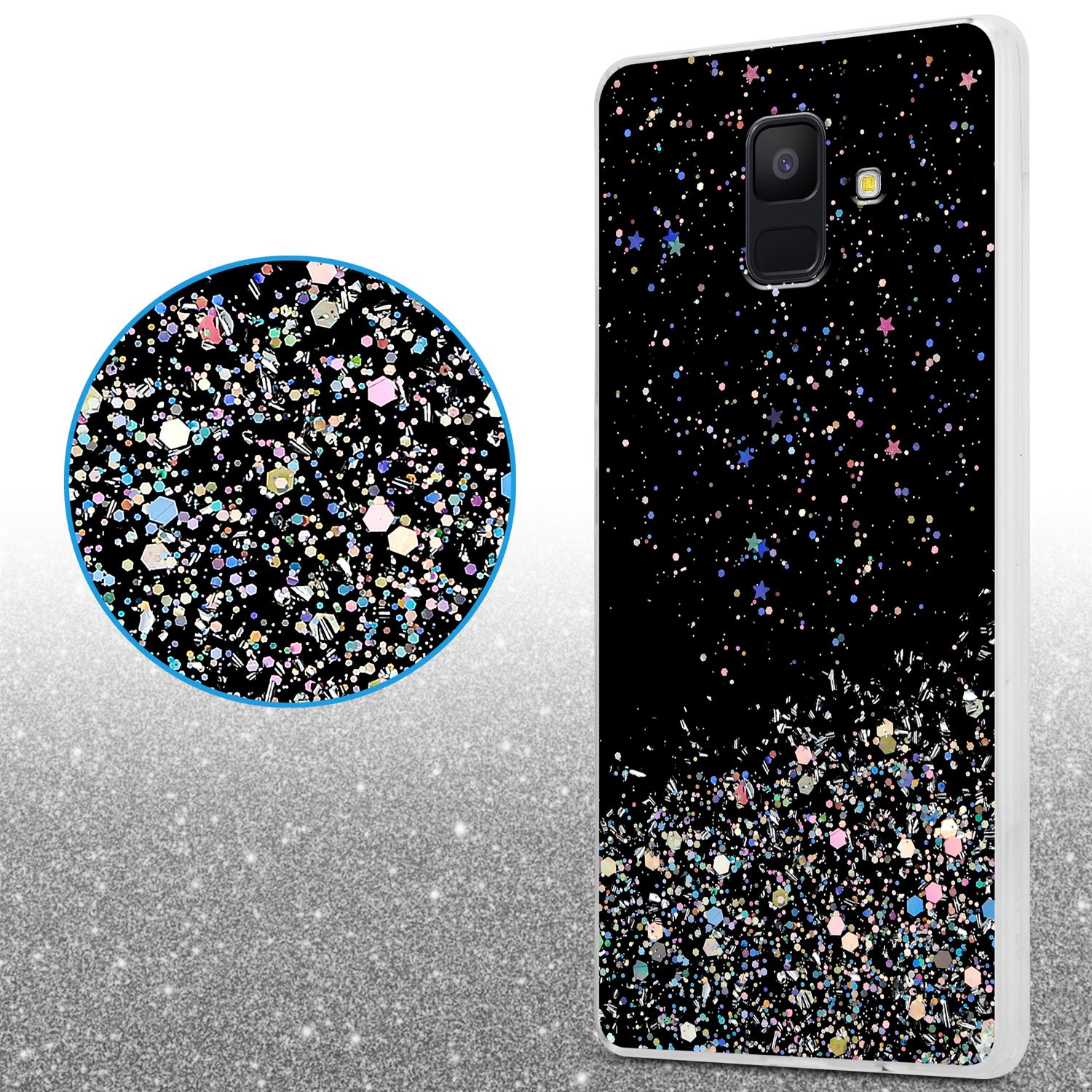 CADORABO Schutzhülle mit funkelnden 2018, Schwarz A6 Glitter Glitter, Galaxy Backcover, Samsung, mit