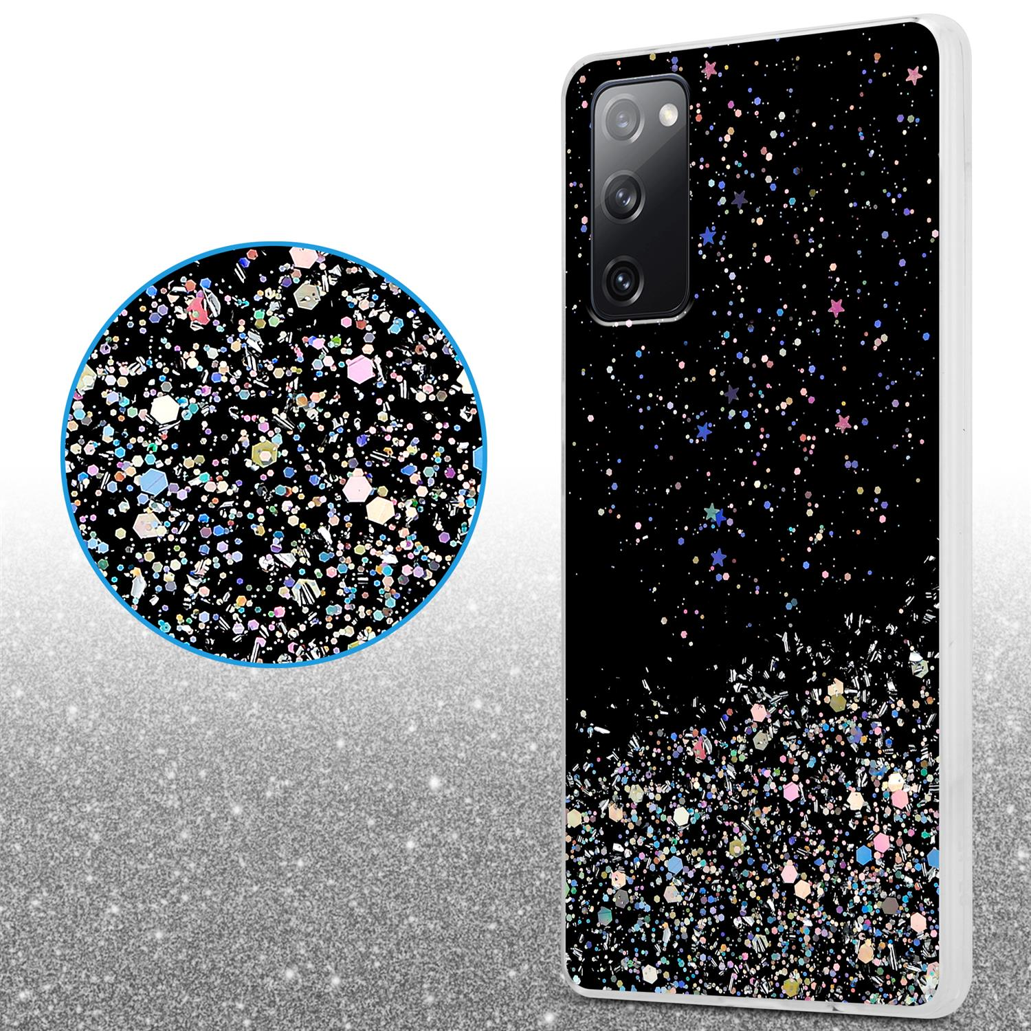 CADORABO Schutzhülle mit funkelnden Samsung, Schwarz Glitter, Galaxy Backcover, mit S20 FE, Glitter