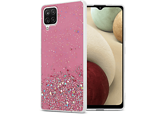 CADORABO TPU funkelnder Glitter Silikon Case, Sleeve, Samsung, Galaxy A12 / M12, Rosa mit Glitter