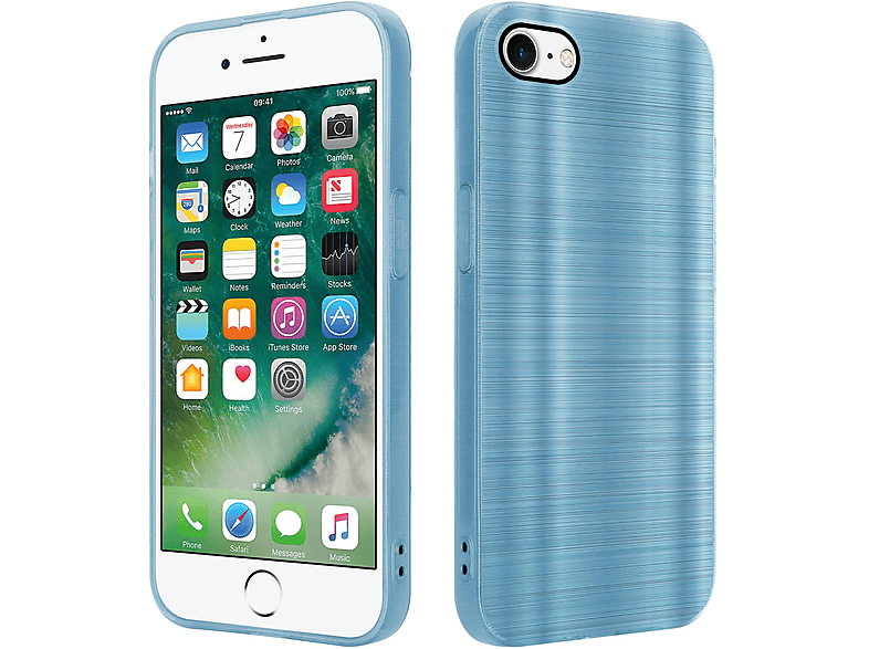 iPhone Brushed Apple, 2020, 7 Backcover, Türkis / / Design, mit Kameraschutz CADORABO 8 SE Brushed 7S Hülle /