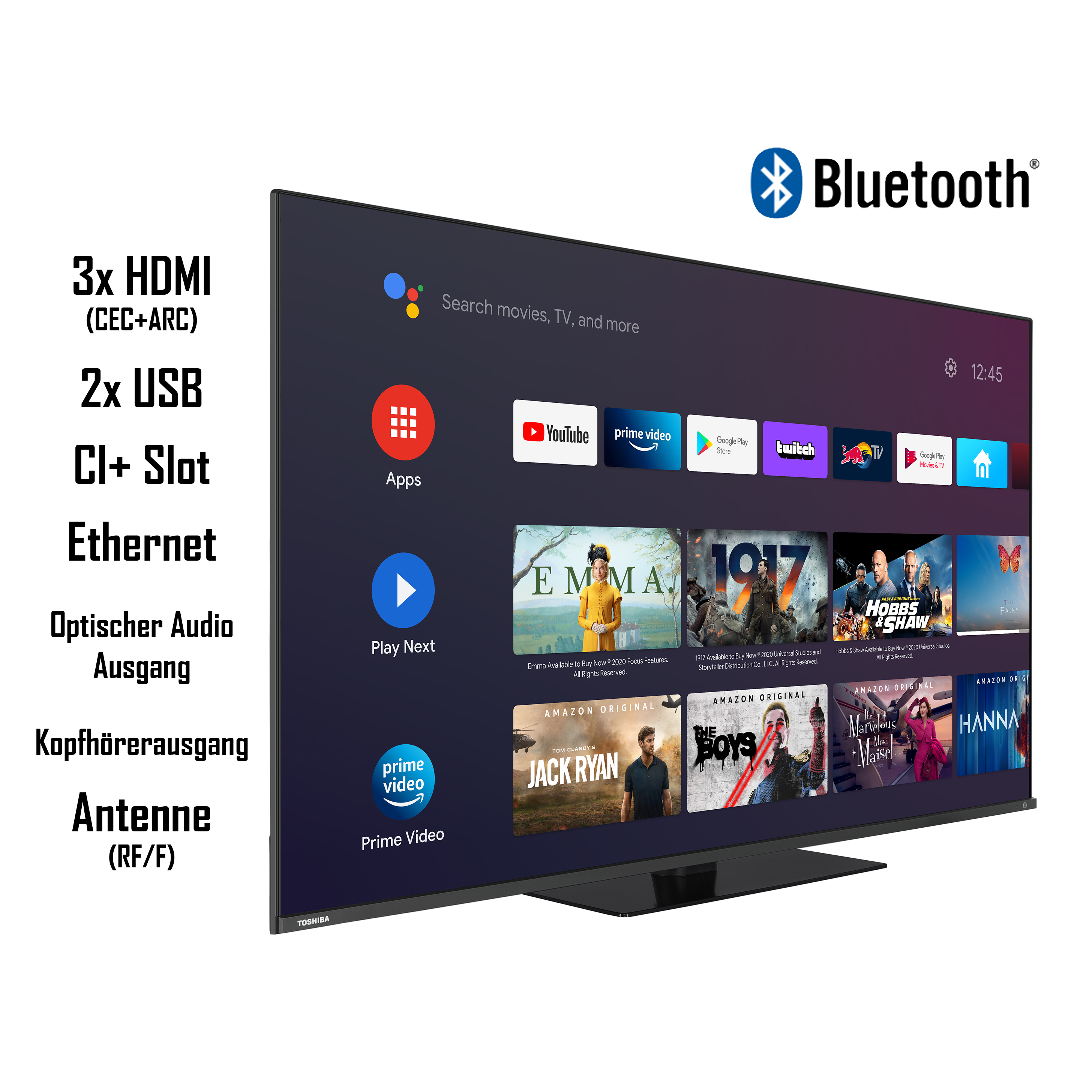 TOSHIBA 43QA7D63DG QLED TV (Flat, 43 108 Zoll / SMART cm, UHD 4K, TV)