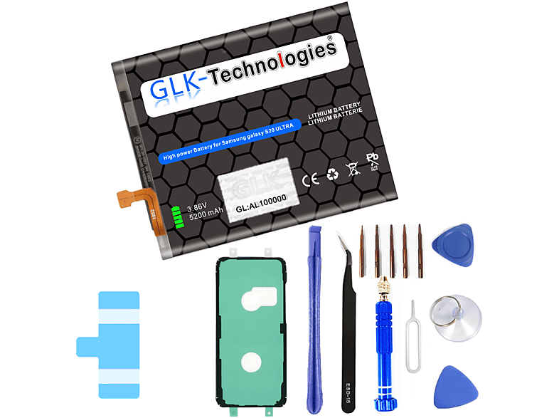 GLK-TECHNOLOGIES Ersatz inkl. Werkzeug S20 Akku 3.7 Galaxy Samsung 5200 Set Akku, für Ultra Lithium-Ionen-Akku SM-G988B 5200mAh mAh Volt, Ersatz