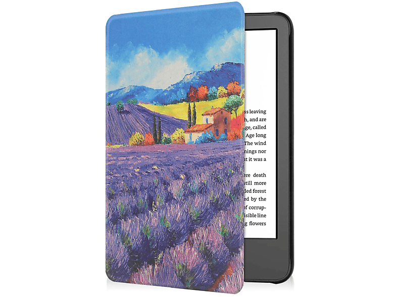 LOBWERK Hülle Schutzhülle Bookcover für Amazon Kindle 11. Generation 2022 6 Zoll Kunstleder, Mehrfarbig | Tablet Bookcover