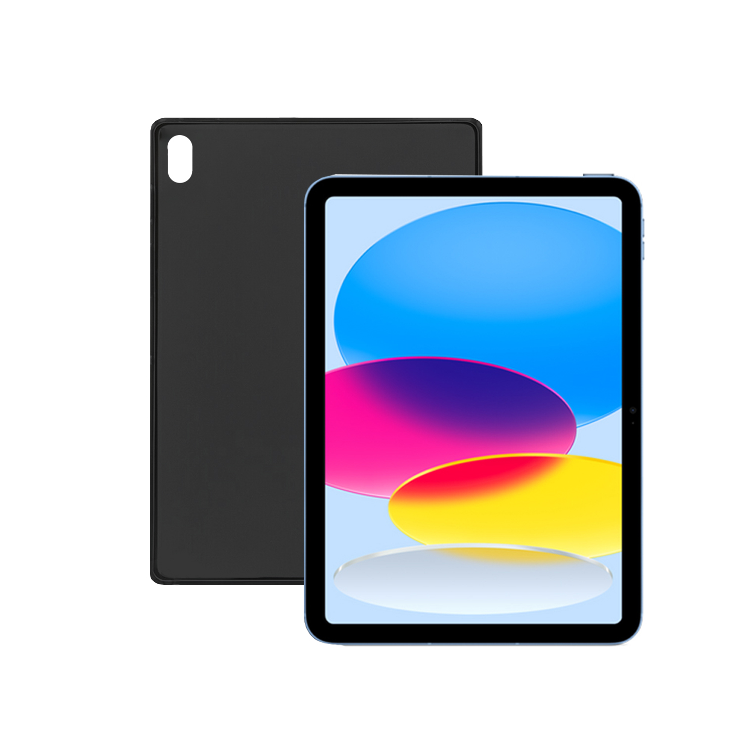 Tablet und Tablethülle auf weißem Hintergrund.