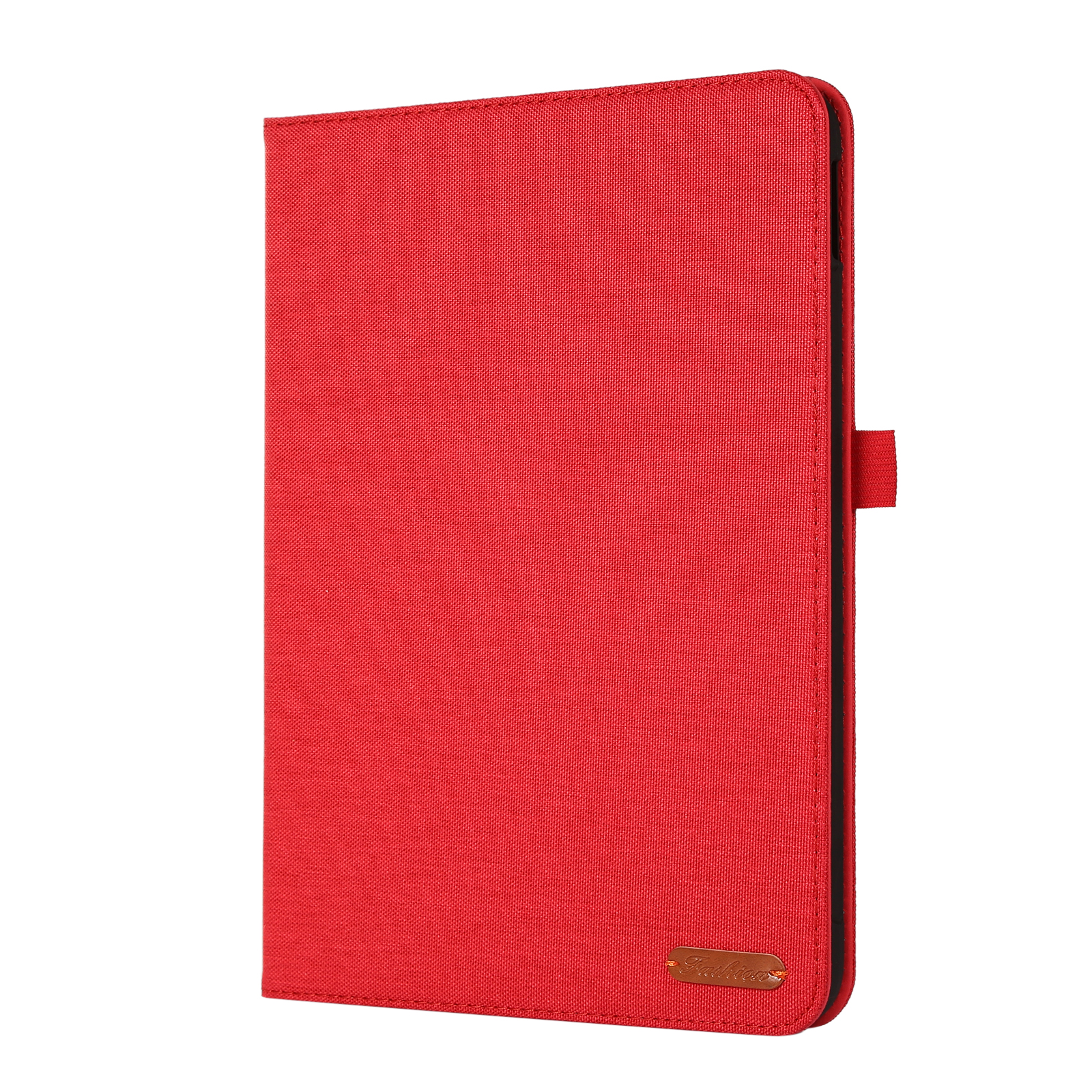 Eine rote Tablet-Hülle mit Magnetverschluss. Die Hülle ist geschlossen.