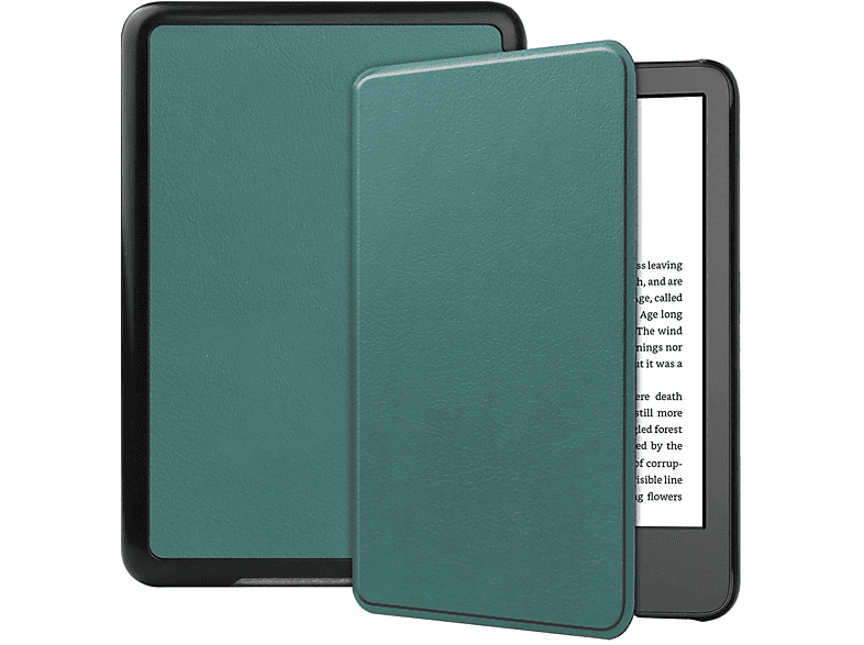 LOBWERK Hülle Grün Kunstleder, Bookcover für 11. Zoll Amazon 6 Kindle 2022 Generation Schutzhülle