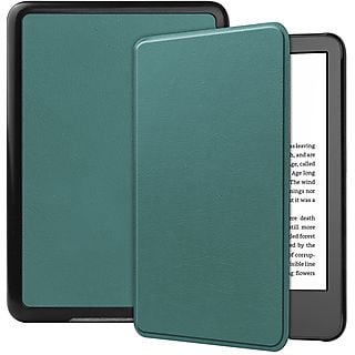 LOBWERK Hülle Schutzhülle Bookcover für Amazon Kindle 11. Generation 2022 6 Zoll Kunstleder, Grün