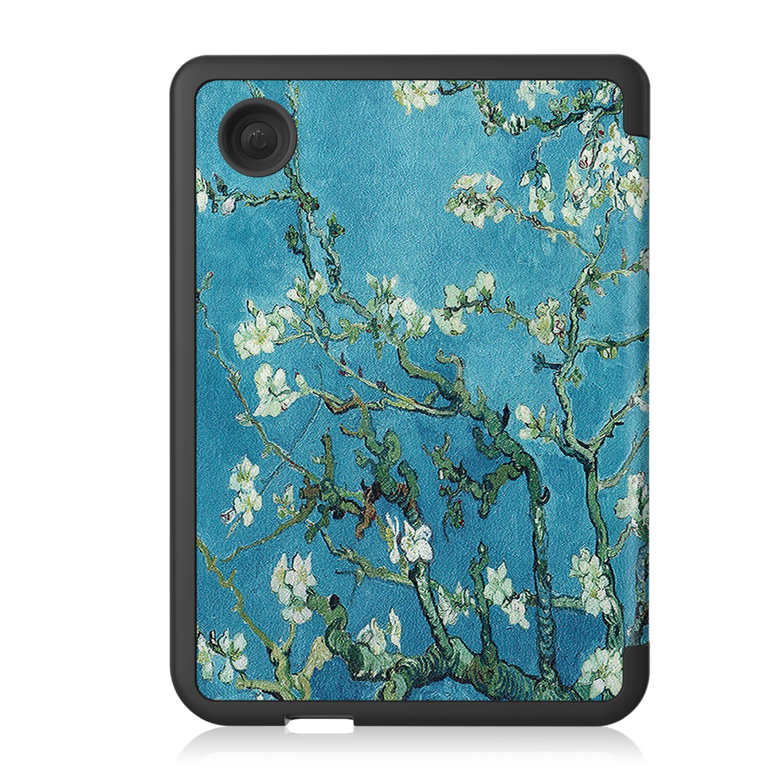 Tablet-Hülle mit Van Goghs Mandelblüten-Kunst. Blauer Hintergrund.