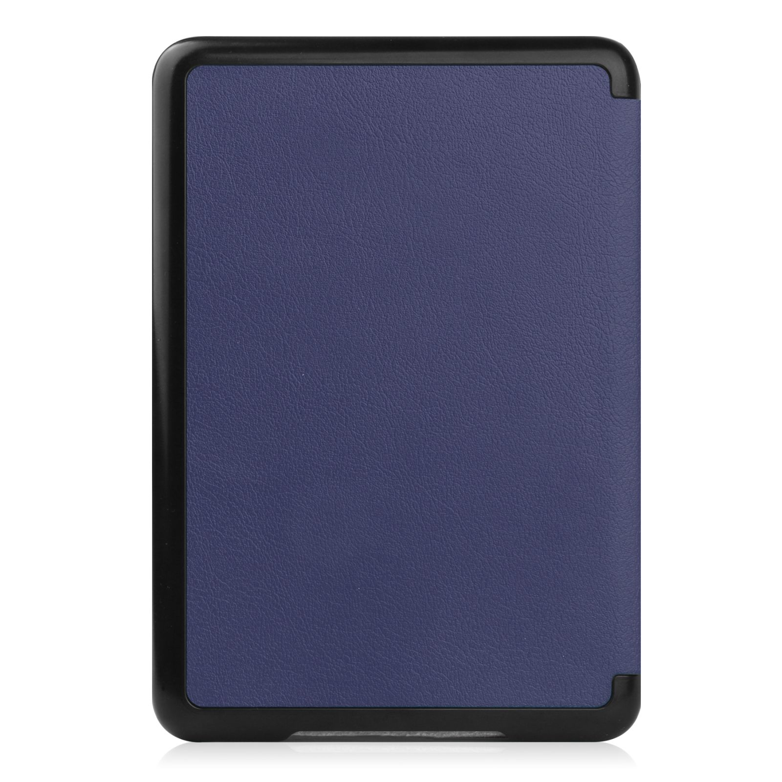 Dunkelblaue E-Reader-Hülle auf weißem Hintergrund. Schwarzer Rahmen umgibt die Hülle. Der Deckel ist geschlossen.