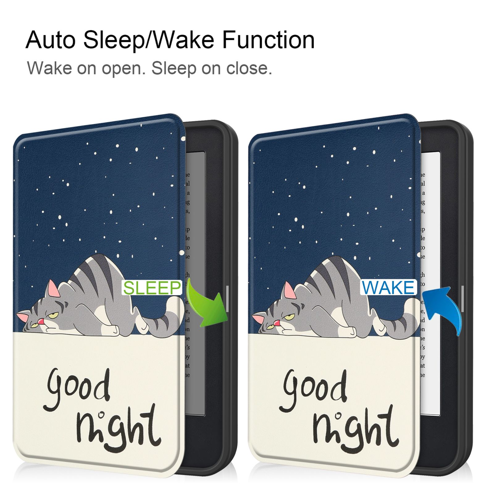 Zwei E-Book-Cover. Eines ist geöffnet und eines ist geschlossen. Jedes Cover hat eine Katzenillustration.