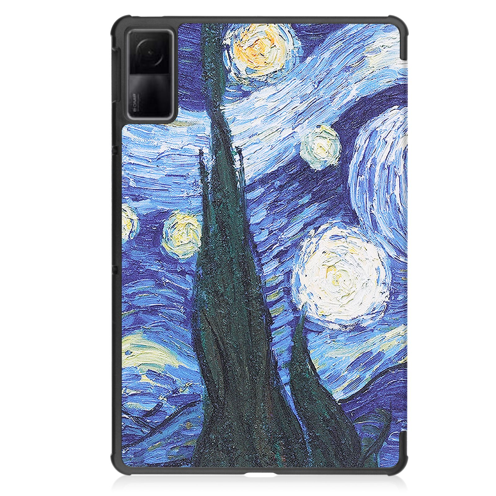 Eine Tablethülle mit Van Goghs Sternennacht-Kunst.