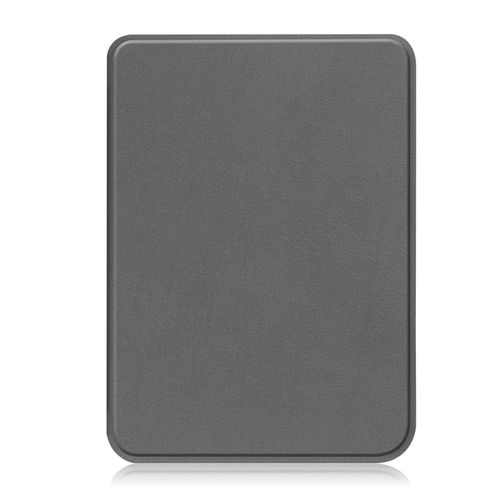 Graue Tablethülle mit abgerundeten Ecken. Einfaches Design mit strukturierter Oberfläche.