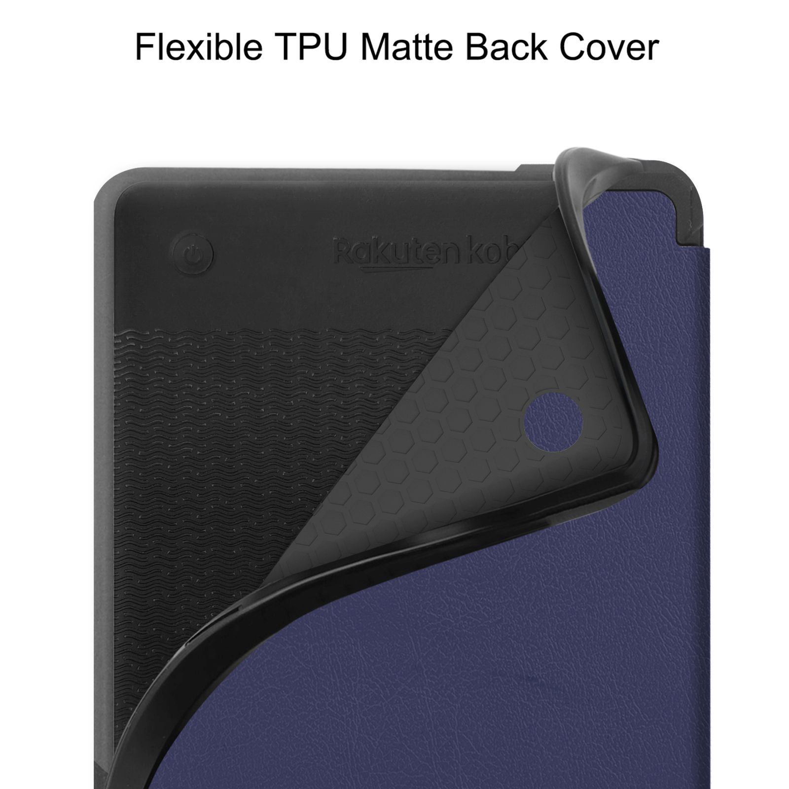 Flexible schwarze TPU-Matte-Rückseite für ein Tablet. Die Innenseite hat ein Wabenmuster.