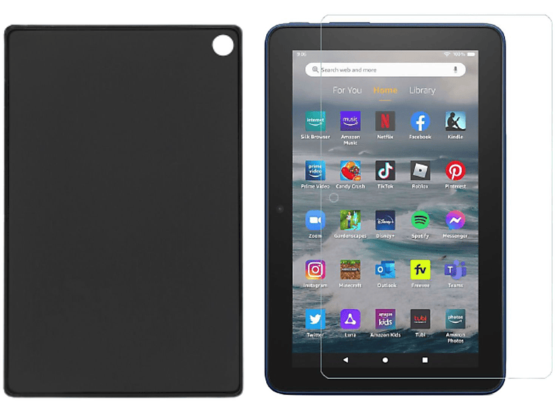 LOBWERK 2in1 Set (Schutzhülle + Schutzglas) Case Backcover für Amazon