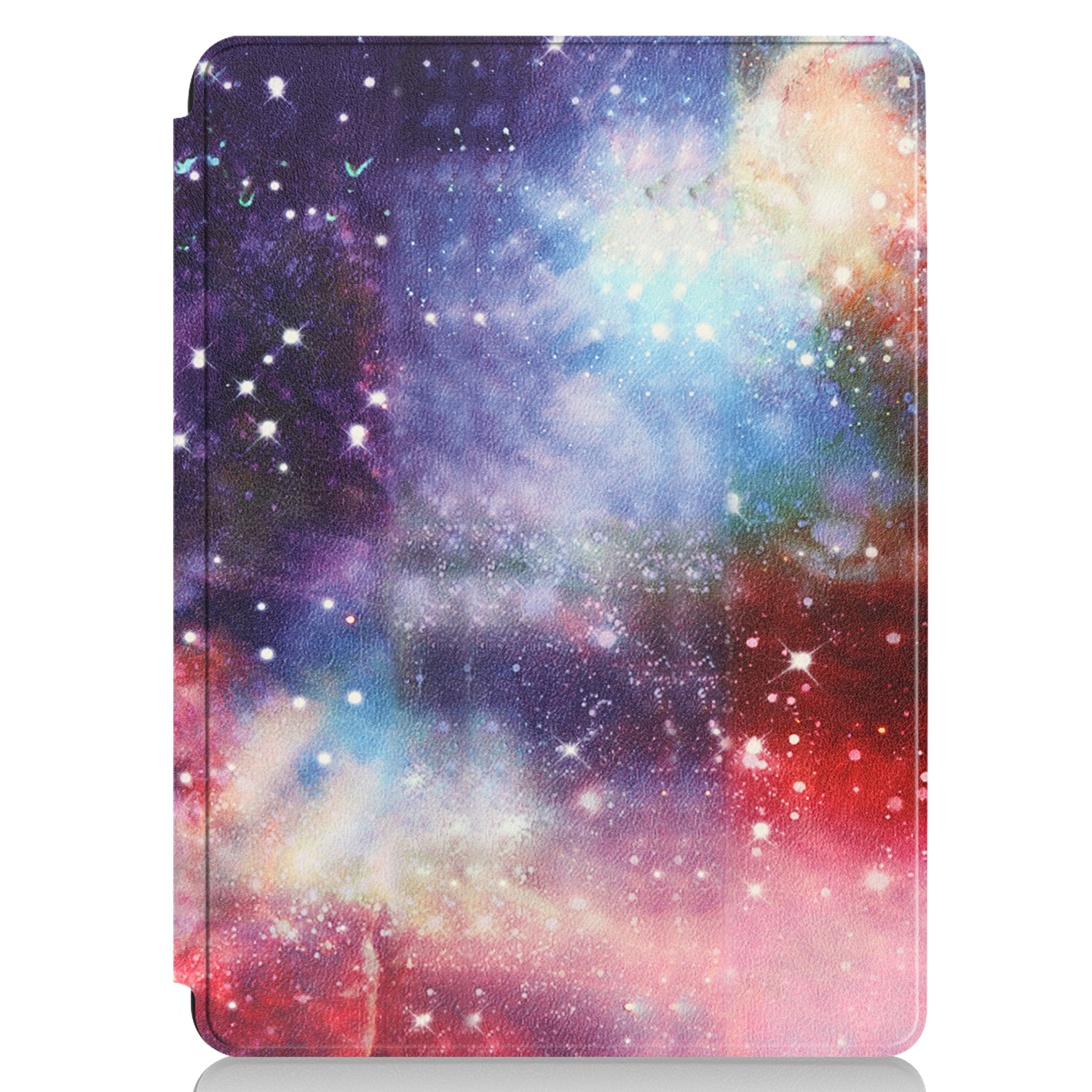 Tablethülle mit Galaxiemuster. Buntes, Weltraum-Themenmuster.