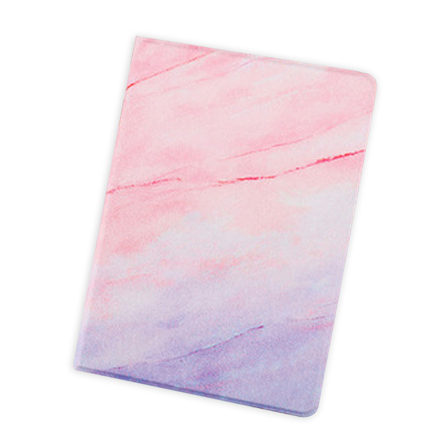 Tablet-Hülle mit einem Aquarelldesign aus rosa und lila Farben, die ineinander übergehen.