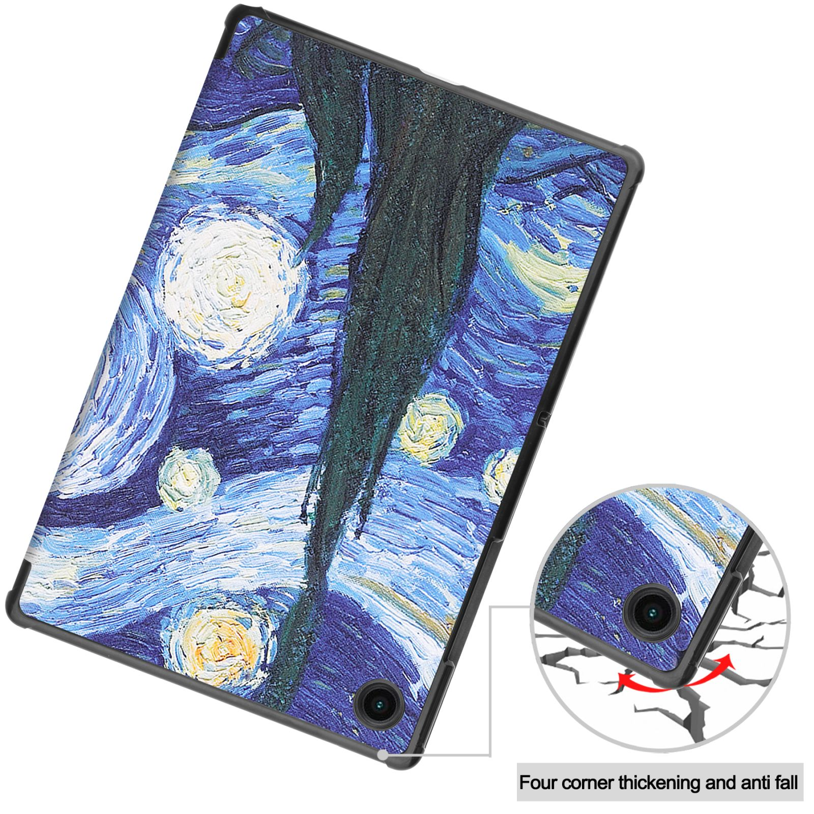 Tablet-Hülle mit Kunst, 'Sternennacht'. Hülle hat Fallschutz und vierfach verstärkte Ecken.