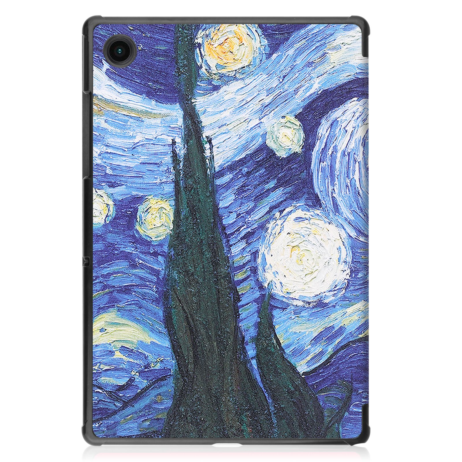 Tablethülle mit Van Gogh 'Sternennacht' Design auf dem Cover.