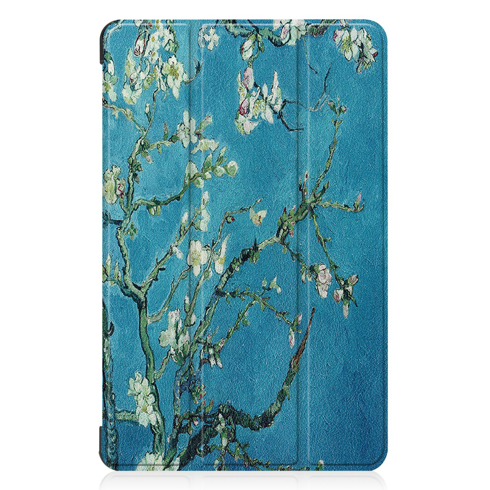 Tablethülle mit floralem Design, das Van Goghs Gemälde 'Mandelblüten' ähnelt.
