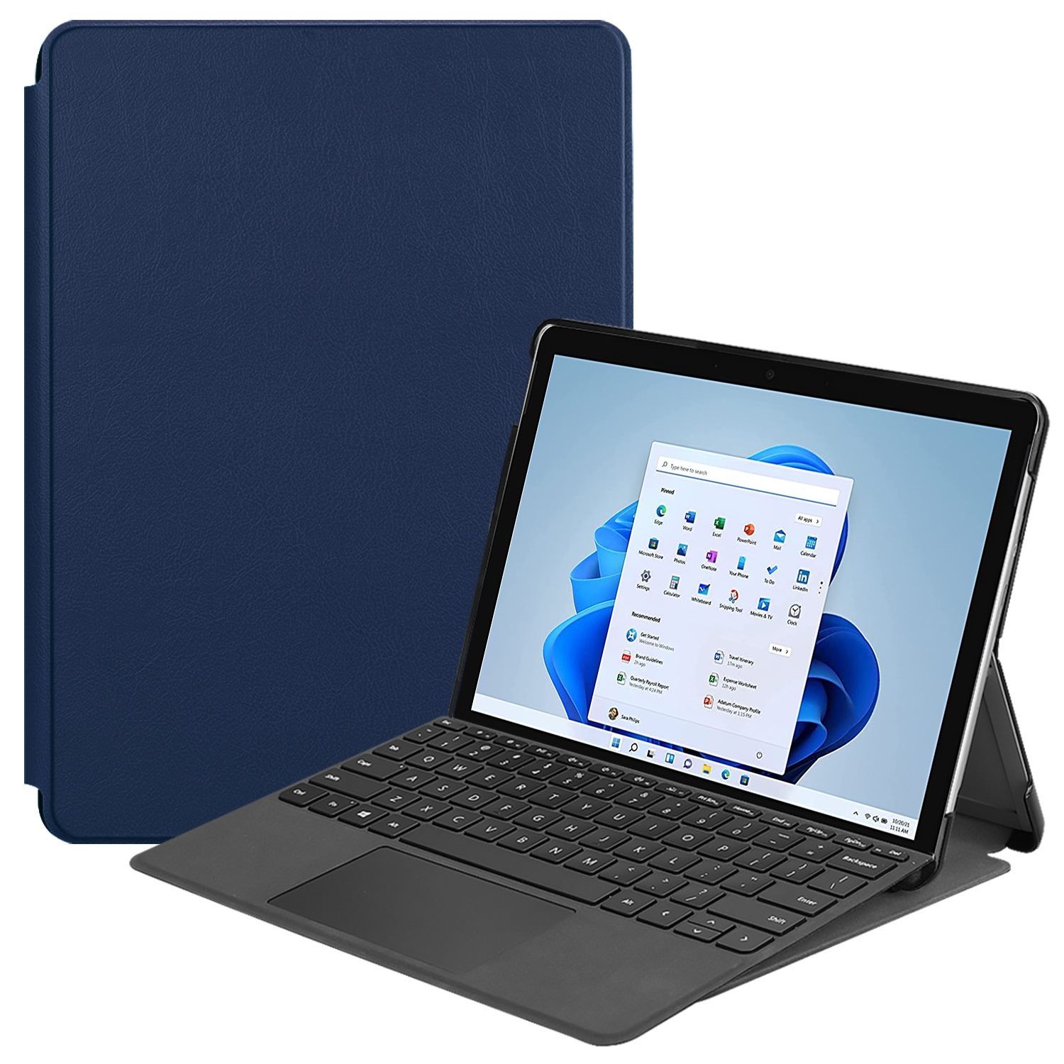 LOBWERK Hülle Schutzhülle Bookcover für Kunstleder, Surface 13 Blau Pro 8 Zoll Microsoft