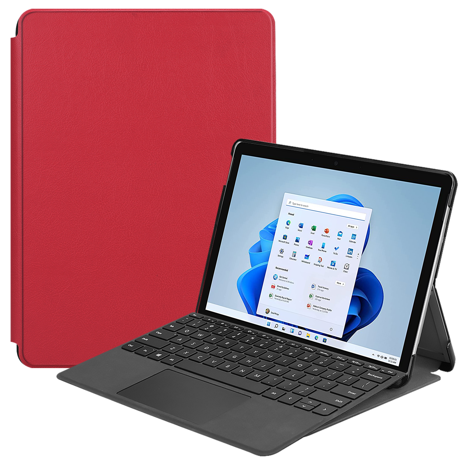 LOBWERK Hülle Schutzhülle Bookcover für Microsoft 8 Zoll Kunstleder, Pro Rot 13 Surface