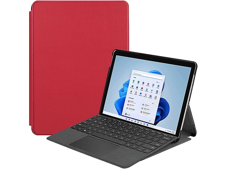 LOBWERK Hülle Schutzhülle Bookcover für Microsoft Surface 8 Pro 13 Zoll Kunstleder, Rot