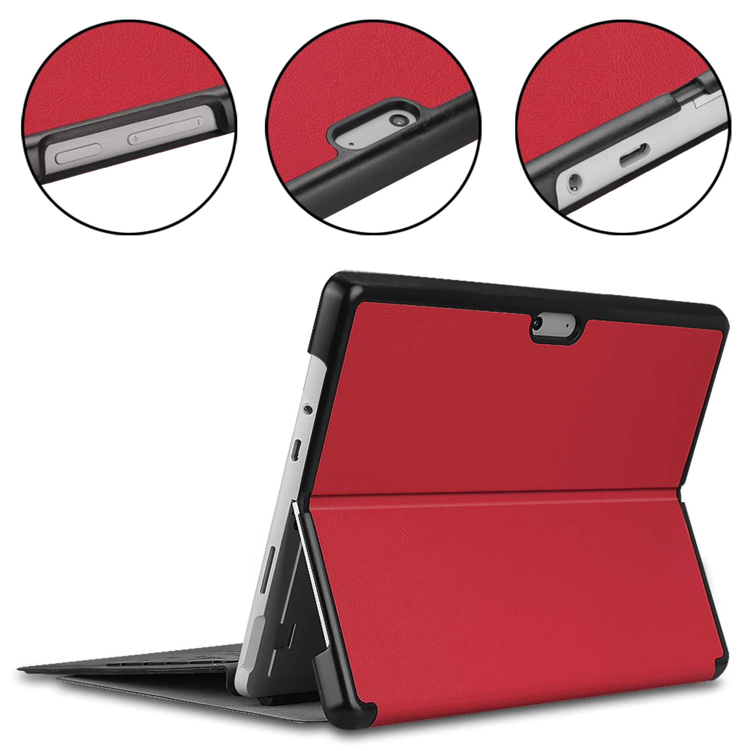 Microsoft für Surface LOBWERK Zoll Kunstleder, 8 Pro 13 Rot Schutzhülle Bookcover Hülle