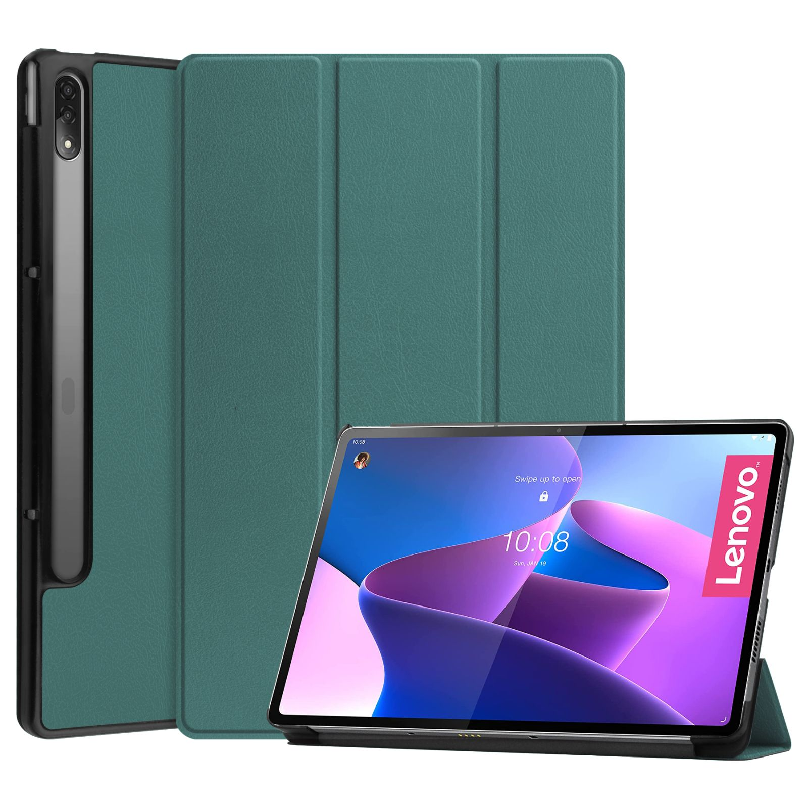 Hülle 12.6 Lenovo LOBWERK Grün Bookcover Pro Tab P12 Schutzhülle für Zoll Kunstleder,