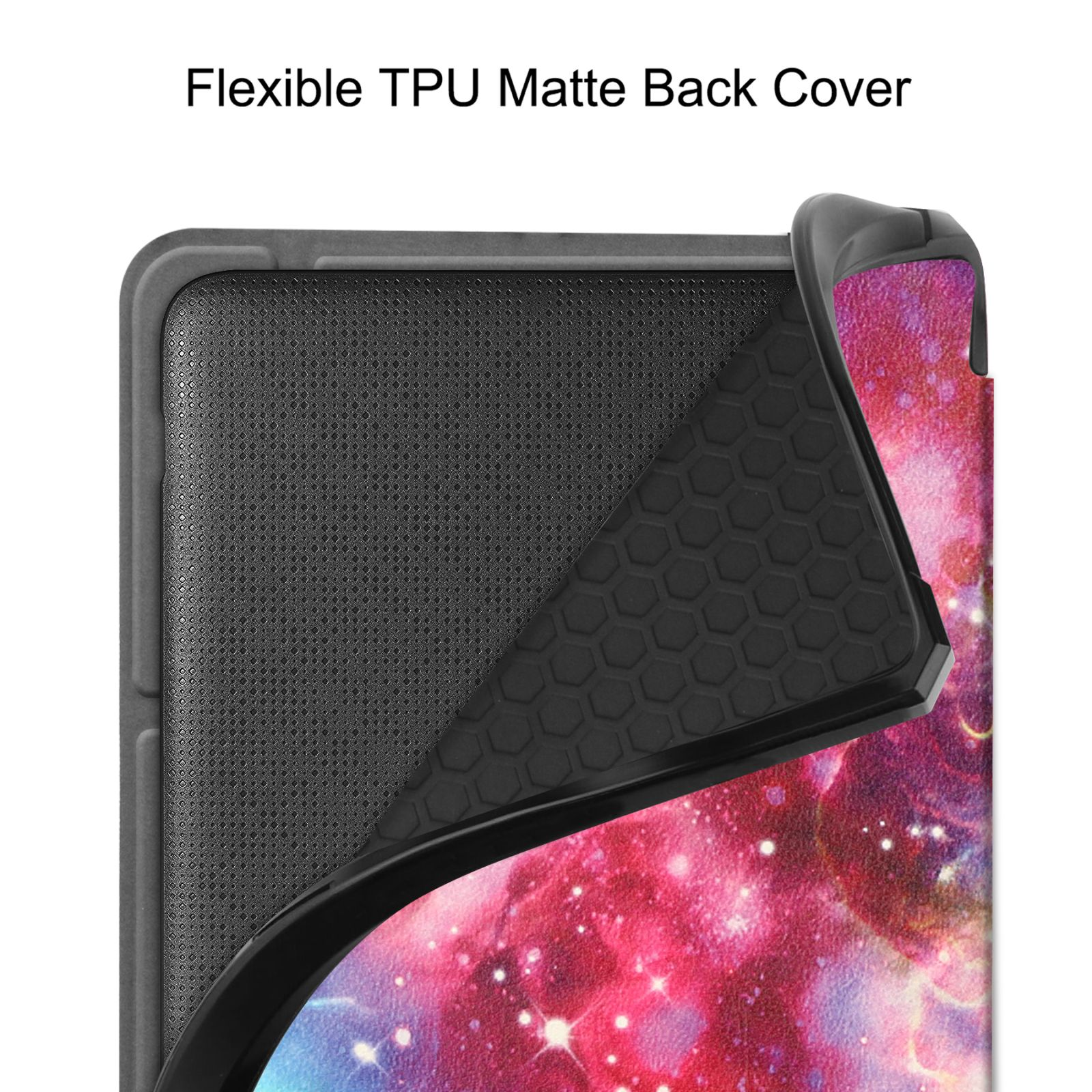 Tablethülle mit Galaxiedesign und flexiblem TPU-Matte-Rückcover.