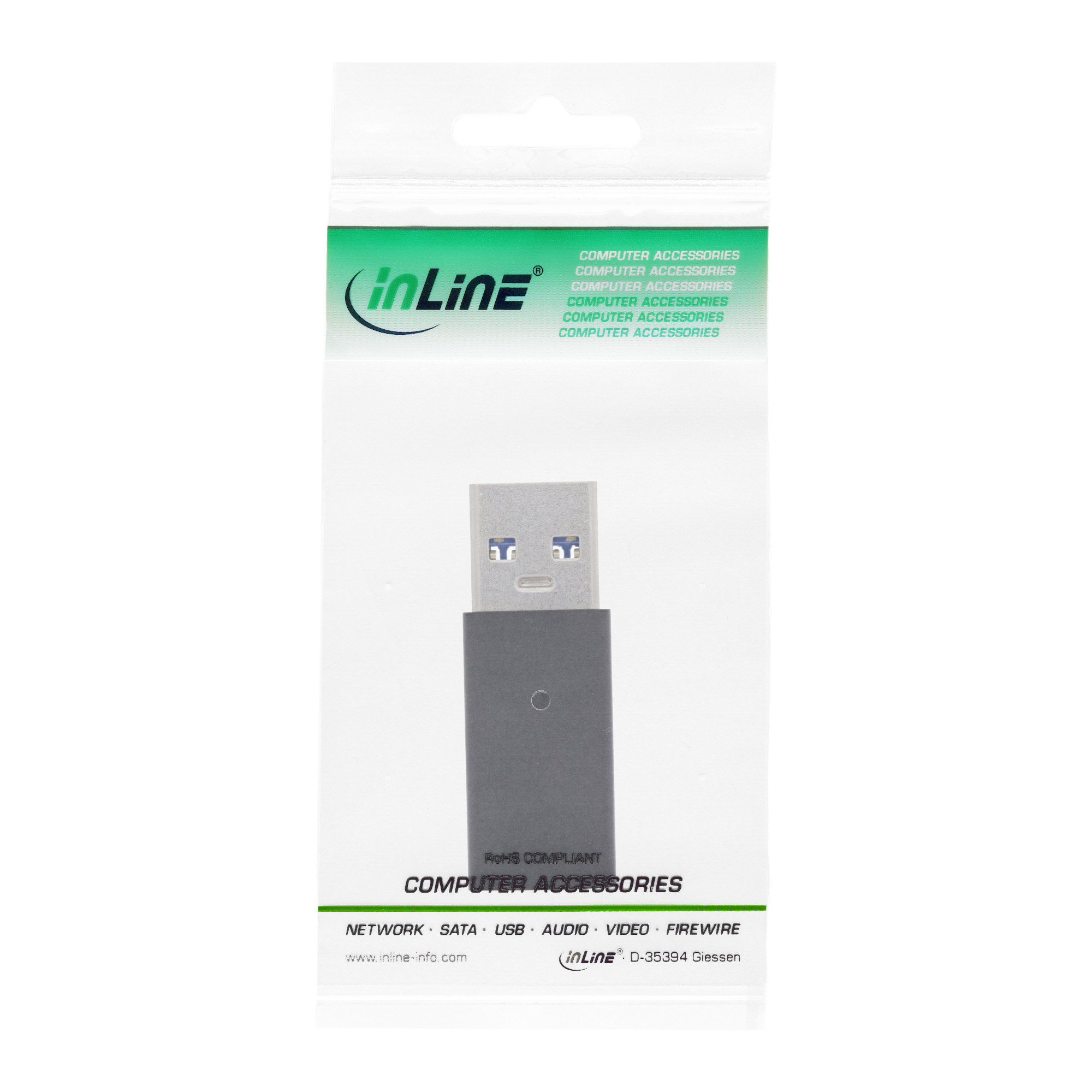 INLINE InLine® USB 3.2 Adapter, USB USB-A Adapter schwarz Gen.2 Buchse auf 3.2 Stecker USB-C Adapter