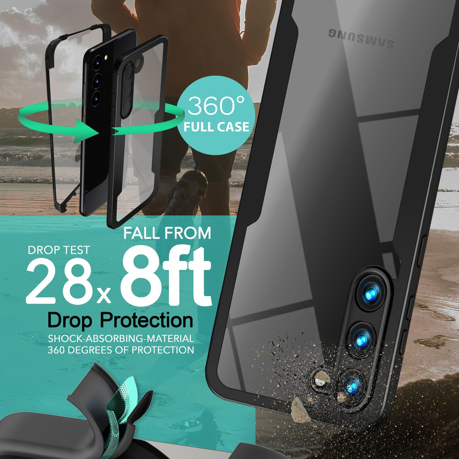 360 Grad Hülle, Klare Transparent Galaxy Hybrid S23, NALIA Samsung, Full Cover,