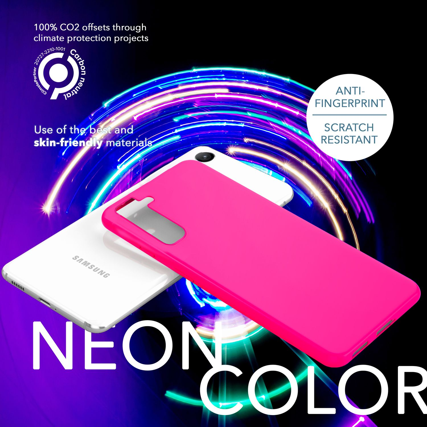 Display- NALIA Kameraschutz, Neon mit Backcover, S23, & Silikon Samsung, Hülle 2x Pink Galaxy